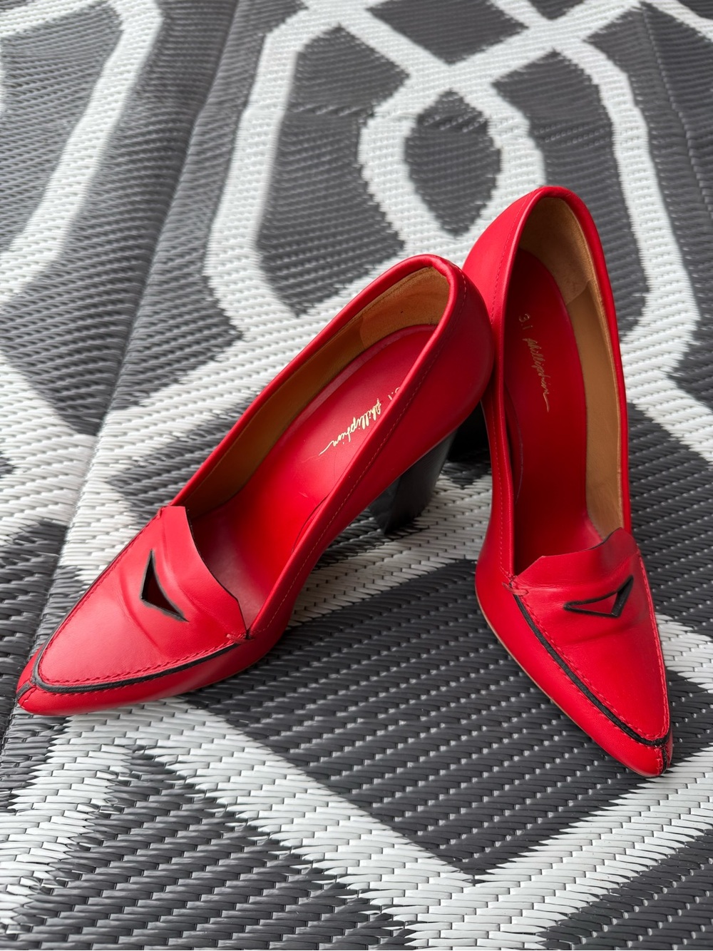 Phillip Lim 3.1 Red Pointed-Toe Women's Pumps - Classic Leather Heels